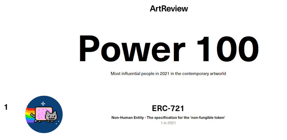 art review power 100 NFTs
