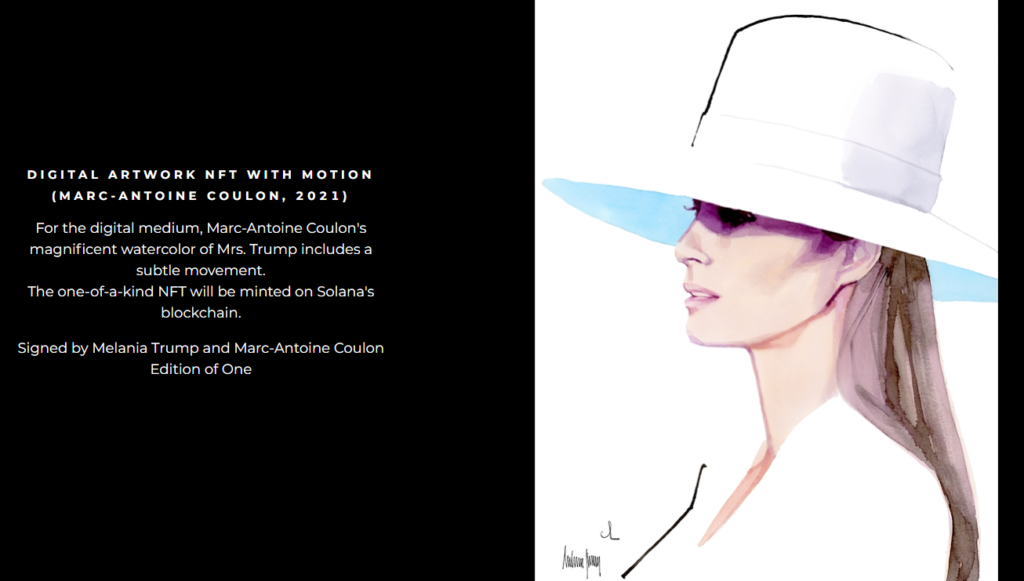 DIGITAL ARTWORK Melania Trump NFT WITH MOTION
(MARC-ANTOINE COULON, 2021)