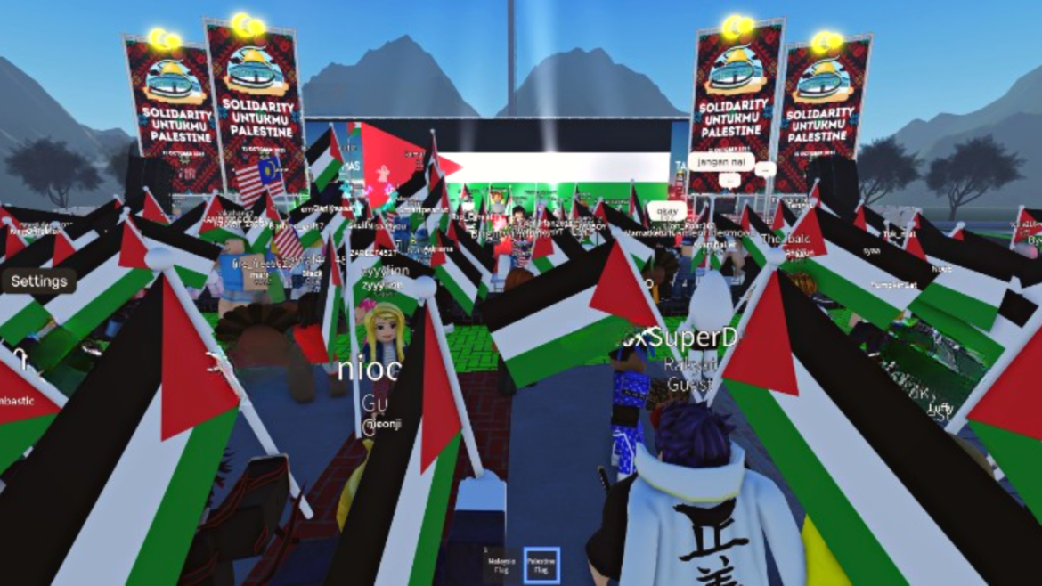 Children pro palestine protest roblox metaverse